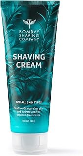 Bombay Shaving Company Shaving Cream with Tea Tree oil, Aloe Vera and Menthol Extracts, 100 g (Made in India)