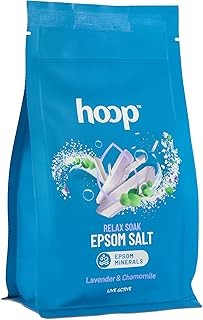 hoop Epsom Salt Lavender & Chamomile | Pure Epsom Salt for Foot Soak, Tired Feet, Feet Ache, Corns & Callus | Relaxing Bath for Muscle Relief with Magnesium Sulphate & Lavender Oil | 400 g