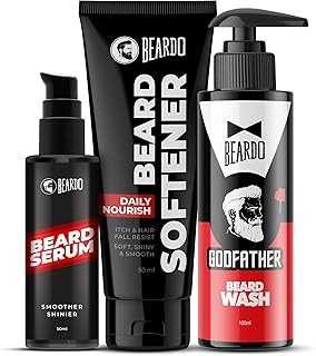 BEARDO Godfather Combo Beard Oil and Beard Wash For Men | Nourishment Cleanses | Purifying & Hydrating Skin Cleaner With Avocado, Argan Oil | Shiny Patchy & Fast Beard Growth | Rakhi Gift for Brother 