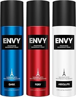 ENVY Fiery, Dark & Absolute Deodorant For Men -140 ML Each, Pack of 3 | Long Lasting Deodorant Fragrance Scent