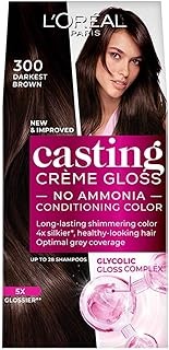 L'Oréal Paris Casting Crème Gloss Hair Color With Glycolic Gloss Complex | 5X Glossier Hair Color | Shade 300 - Darkest Brown | 60g + 40ml + 60g