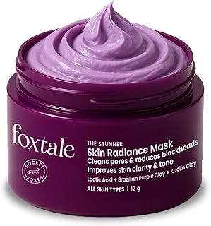 Foxtale De-Tan Face Mask for Glowing Skin | Mini Pack for Travel | Clay Mask with Lactic Acid for Tan Removal, Reduction in Blackheads, Instant Brightening | New-Age Ubtan Face Pack for All Skin Types
