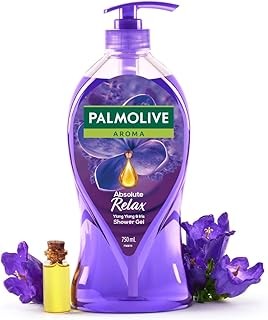 Palmolive Aroma Absolute Relax Body Wash, 750ml Shower Gel Single Pump Bottle, 100% Natural Ylang Ylang Essential Oil & Iris Extracts for a Soft and Smooth Skin, pH Balanced Bodywash, Free of Parabens